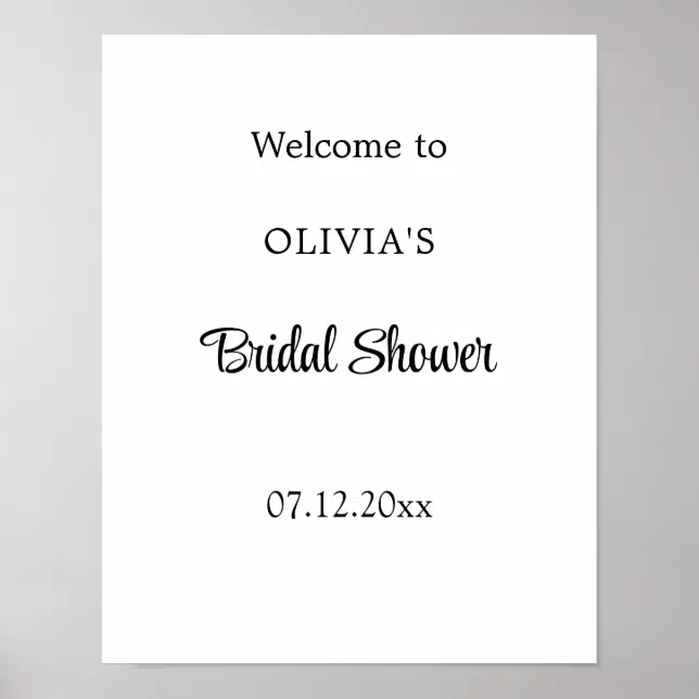 Bridal Shower Simple Minimalist Welcome Poster