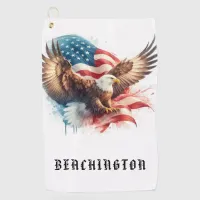 *~* American Flag AP16 Bald EAGLE USA Golf Towel