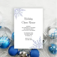 Blue Winter Snowflake Holiday Open House Party Invitation