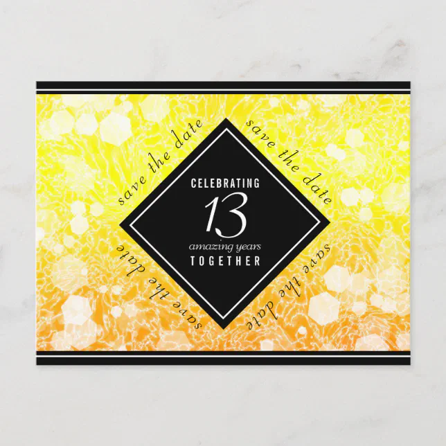 Elegant 13th Citrine Wedding Anniversary Announcement Postcard