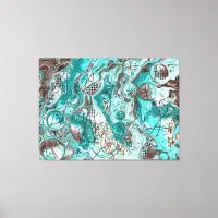 Teal and Black Marble Fluid Art Canvas Print