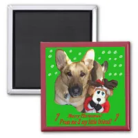 Christmas German Shepherd & Toy Reindeer Magnet