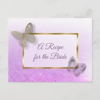 Lavender and Gold Butterfly wedding Recipe Card