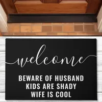 Welcome Kids Are Shady Funny Family Black Doormat