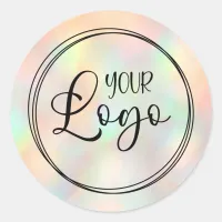 Pastel Peach Holographic Gradient Logo Classic Round Sticker