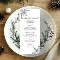 Faux Silver Snowflakes Winter Wedding Menu