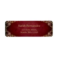 rustic red gold frame label