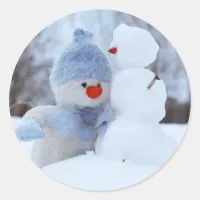 Adorable Snowman with Blue Scarf Christmas Sticker