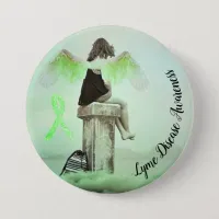 Lyme Disease Awareness Ribbon & Angel Button