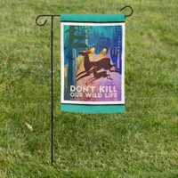 [Don't Kill Our Wildlife] Vintage WPA Poster Teal Garden Flag