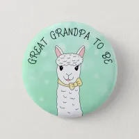 Great Grandpa To Be Llama with Yellow Bow Button