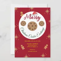 Christmas cookie exchange red gingerbread festive invitation