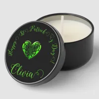 Filigree Goth Green Heart Personalized Mini Candle Favors