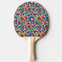 Colorful Geometric Patterns Ping Pong Paddle