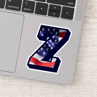 Monogram Z American Flag Letter Z Initial USA Sticker