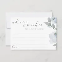 Wedding Bridal Shower Dusty Blue Gray Watercolor Advice Card