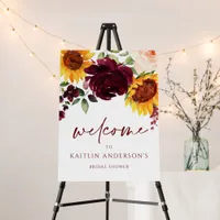 Fall Sunflowers Burgundy Bridal Shower Wedding Foam Board