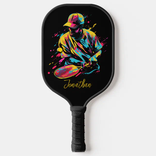 Abstract Sporty Design Man Playing Pickleball Paddle