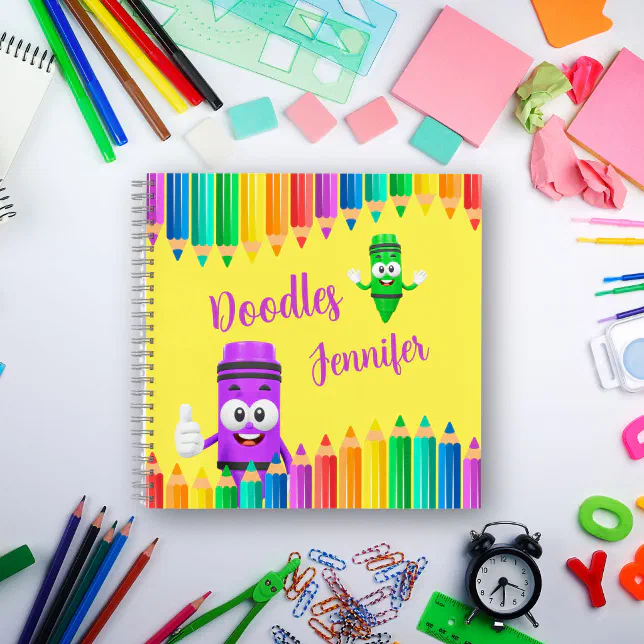 Custom SketchBook Doodles Crayon Notebook