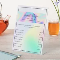 Modern Aesthetic Holographic Gradient Minimal Pedestal Sign