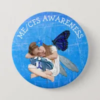 ME/CFS Angel Fairy Girl Awareness Ribbon Button