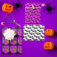 Jack O'Lantern Bats Halloween Party Purple Wrapping Paper Sheets