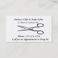 Hair Salon or Barber Antique Scissors Simple Business Card