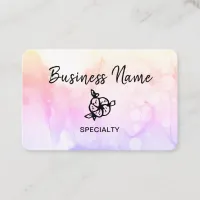 *~* Pastel Girly Abstract Ombre Peach Logo QR code Business Card