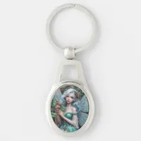 Beautiful December Fairy in Holly Keychain