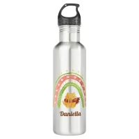 Christmas Cat & Rainbow Personalized Water Bottle
