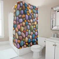 Multi-colored Dotted small stone Design  Shower Curtain