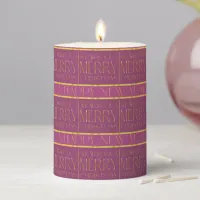 Magenta Gold Christmas Pattern#35b ID1009 Pillar Candle