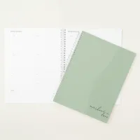 Dusty Sage Green Simple Minimalist Personalized Planner
