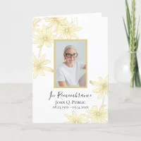 Pale Yellow Daisy Flowers Funeral Service Folded Program