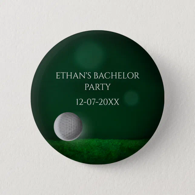 Green golf course golf ball golf bachelor party button