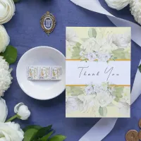 Modern White Rose Yellow Floral Thank You Card