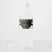 Thumbnail for Elegant Black & White Floral Wedding: Calligraphy  Water Bottle Label