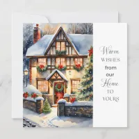 Cottage Snowy Christmas Cottage Holiday Card