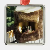 Sugar Glider in Furry Tree Truck Hanging Bed Metal Ornament