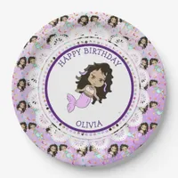 Personalized Purple Mermaid Birthday Plates