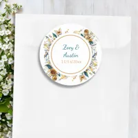 Paper Quilling Flowers Elegant Personalized Classic Round Sticker