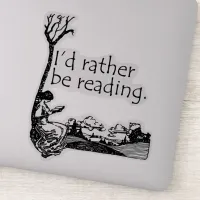 I'd Rather Be Reading with Vintage Illustration Sticker