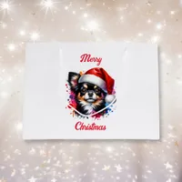 Chihuahua Dog in Santa Hat Christmas   Large Gift Bag