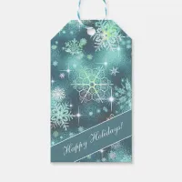 Prettiest Snowflakes Pattern Teal ID846 Gift Tags