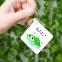 Personalized Cute Turtle Cartoon Name  Keychain