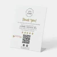 *~* QR Simple Minimal  Review Logo THANK YOU AP8 P Pedestal Sign