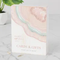 Agate Geode Glitter Cards & Gifts Rose Gold ID647 Wooden Box Sign