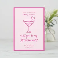 Personalized Pink Martini-Themed Bridesmaid Ask  Card