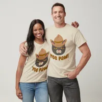 Yee Paw  Cute Cowboy Hat Country Cat Slogan T-Shirt