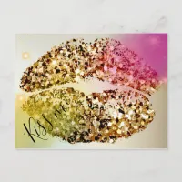 Pop Art Glittery Glam Faux Gold Kiss Me Postcard